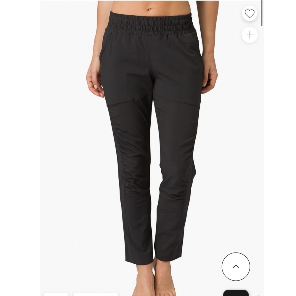 Prana Laura Yoga Pant Womens Medium Black Smocked Waist Tapered Hiking Active